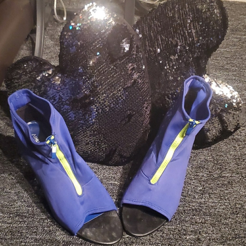 Cobalt Blue Peep Toe Booties